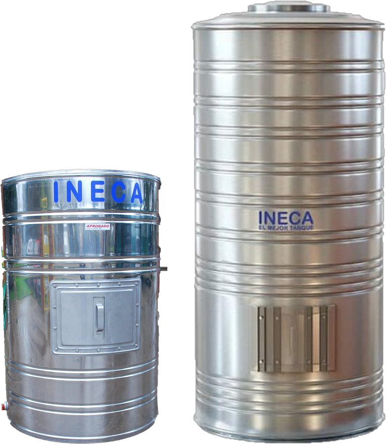 Tanques de acero inoxidable verticales con tapa de inspección lateral INECA
