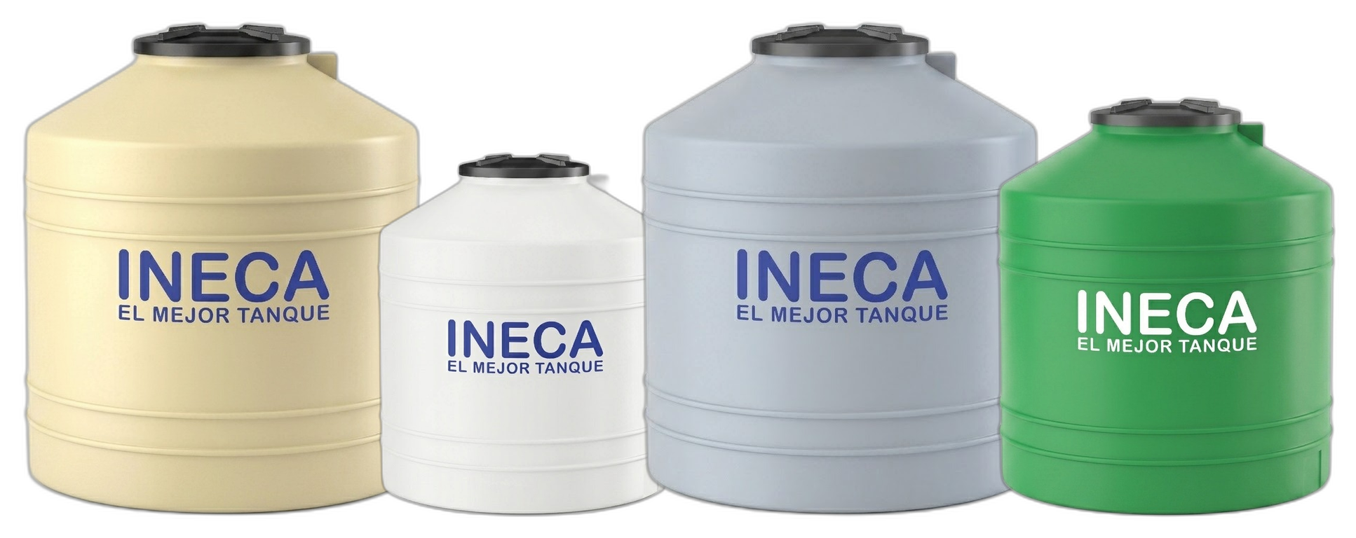 Familia de tanques clásicos INECA: beige, blanco, gris y verde