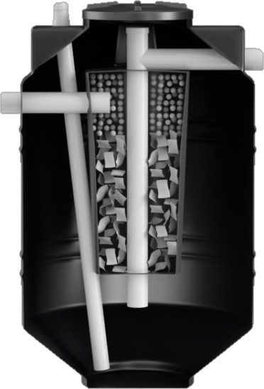 Interior del biodigestor INECA con esferas y placas ELIP